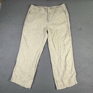 Tommy Bahama RELAX 100% Lounge Linen Pants Men's Large Khaki Tan Cream‎ 35x32 *